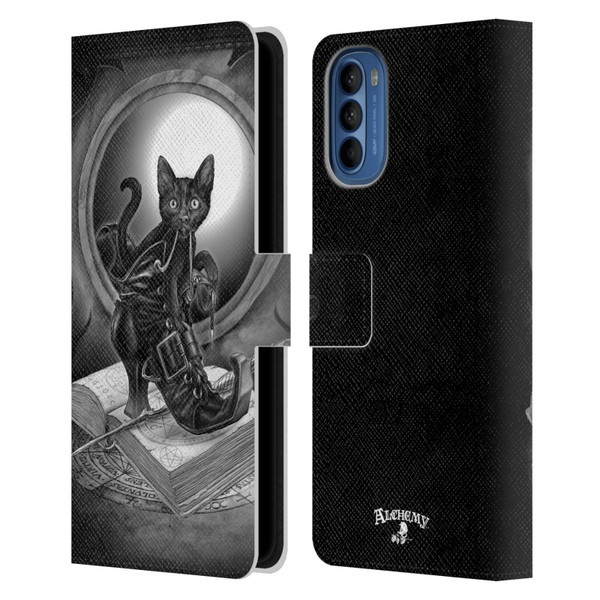Alchemy Gothic Cats Midnight Mischief Leather Book Wallet Case Cover For Motorola Moto G41