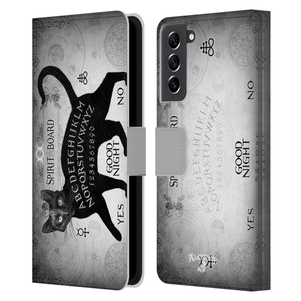 Alchemy Gothic Cats Black Cat Spirit Board Leather Book Wallet Case Cover For Samsung Galaxy S21 FE 5G