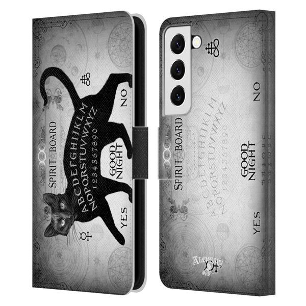 Alchemy Gothic Cats Black Cat Spirit Board Leather Book Wallet Case Cover For Samsung Galaxy S22 5G
