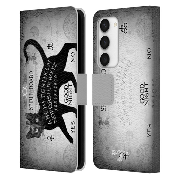 Alchemy Gothic Cats Black Cat Spirit Board Leather Book Wallet Case Cover For Samsung Galaxy S23 5G
