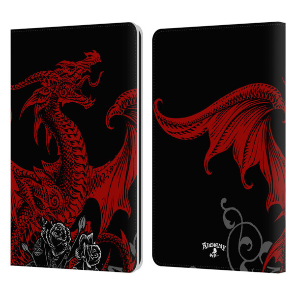 Alchemy Gothic Dragon Draco Rosa Leather Book Wallet Case Cover For Amazon Kindle Paperwhite 1 / 2 / 3