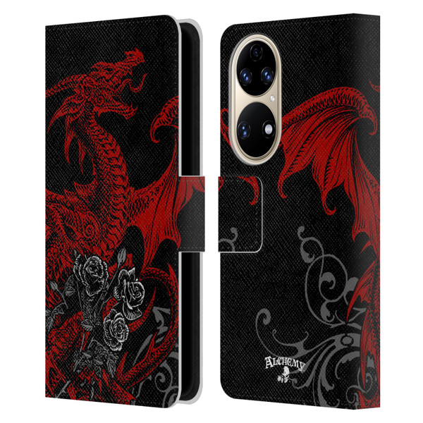 Alchemy Gothic Dragon Draco Rosa Leather Book Wallet Case Cover For Huawei P50