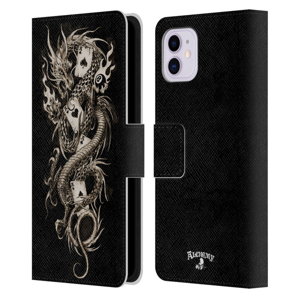 Alchemy Gothic Dragon Imperial Leather Book Wallet Case Cover For Apple iPhone 11