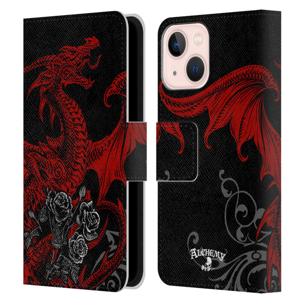 Alchemy Gothic Dragon Draco Rosa Leather Book Wallet Case Cover For Apple iPhone 13 Mini