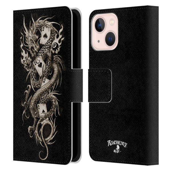 Alchemy Gothic Dragon Imperial Leather Book Wallet Case Cover For Apple iPhone 13 Mini