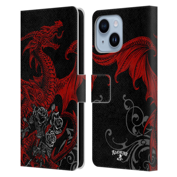 Alchemy Gothic Dragon Draco Rosa Leather Book Wallet Case Cover For Apple iPhone 14 Plus