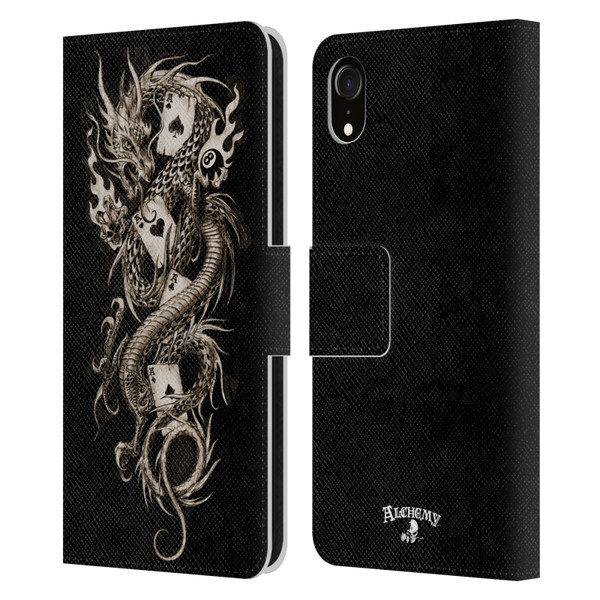 Alchemy Gothic Dragon Imperial Leather Book Wallet Case Cover For Apple iPhone XR