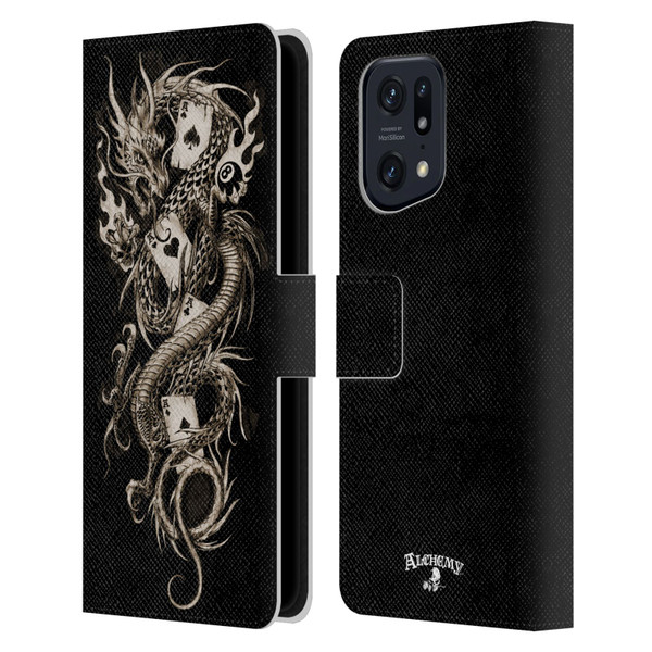 Alchemy Gothic Dragon Imperial Leather Book Wallet Case Cover For OPPO Find X5 Pro