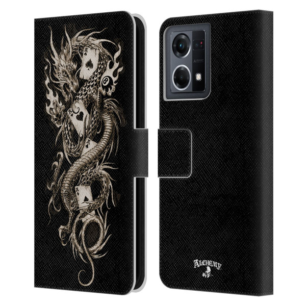 Alchemy Gothic Dragon Imperial Leather Book Wallet Case Cover For OPPO Reno8 4G