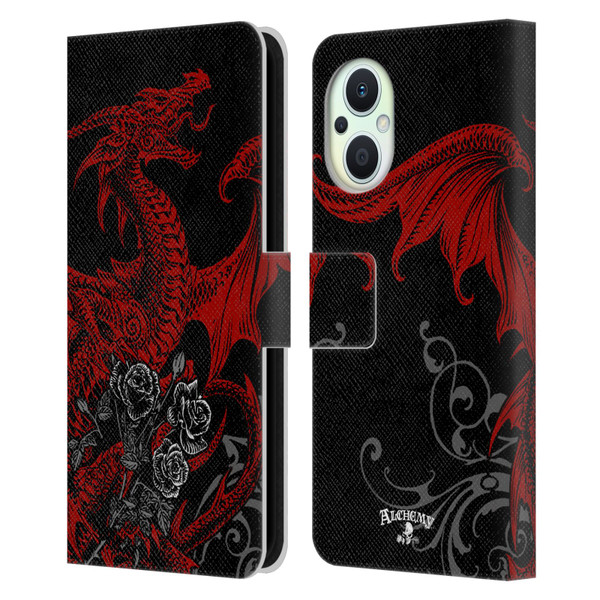 Alchemy Gothic Dragon Draco Rosa Leather Book Wallet Case Cover For OPPO Reno8 Lite