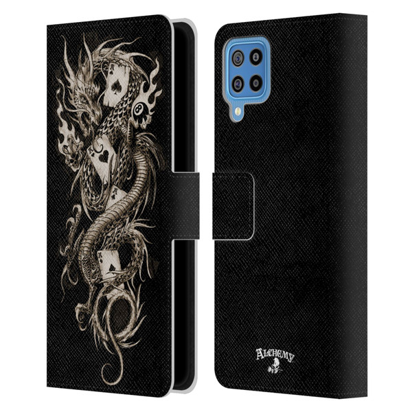 Alchemy Gothic Dragon Imperial Leather Book Wallet Case Cover For Samsung Galaxy F22 (2021)
