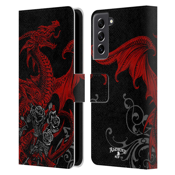 Alchemy Gothic Dragon Draco Rosa Leather Book Wallet Case Cover For Samsung Galaxy S21 FE 5G