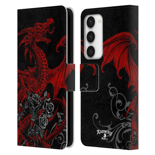 Alchemy Gothic Dragon Draco Rosa Leather Book Wallet Case Cover For Samsung Galaxy S23 5G