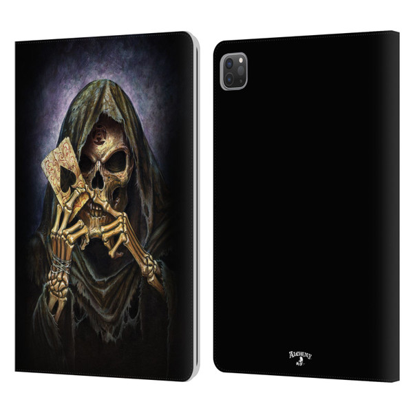 Alchemy Gothic Skull And Cards Reaper's Ace Leather Book Wallet Case Cover For Apple iPad Pro 11 2020 / 2021 / 2022