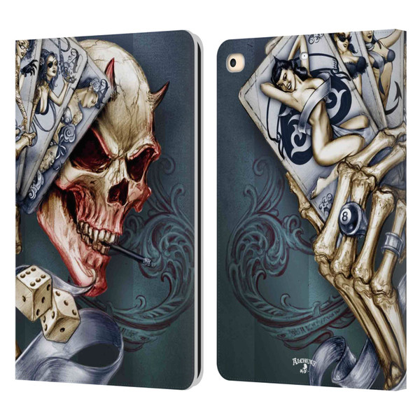 Alchemy Gothic Skull And Cards Read 'Em And Weep Leather Book Wallet Case Cover For Apple iPad 9.7 2017 / iPad 9.7 2018