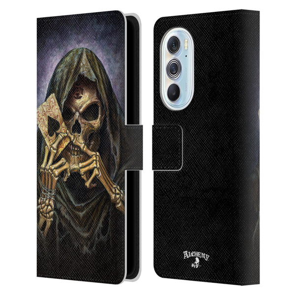 Alchemy Gothic Skull And Cards Reaper's Ace Leather Book Wallet Case Cover For Motorola Edge X30