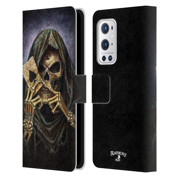 Alchemy Gothic Skull And Cards Reaper's Ace Leather Book Wallet Case Cover For OnePlus 9 Pro