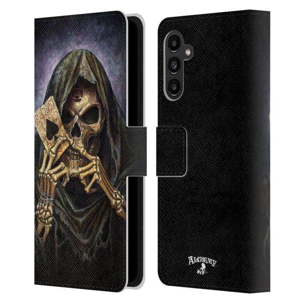 Alchemy Gothic Skull And Cards Reaper's Ace Leather Book Wallet Case Cover For Samsung Galaxy A13 5G (2021)