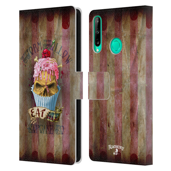 Alchemy Gothic Skull Eat Me Cupcake Leather Book Wallet Case Cover For Huawei P40 lite E