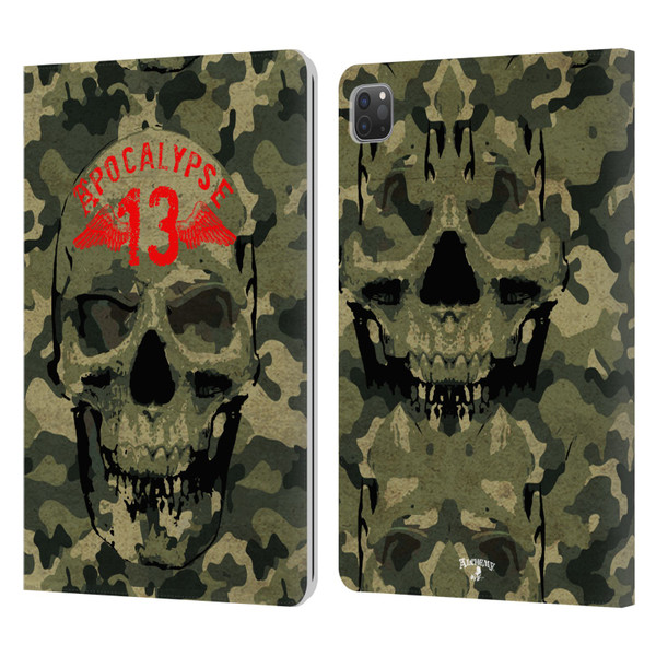 Alchemy Gothic Skull Camo Skull Leather Book Wallet Case Cover For Apple iPad Pro 11 2020 / 2021 / 2022