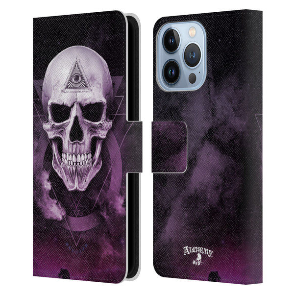 Alchemy Gothic Skull The Void Geometric Leather Book Wallet Case Cover For Apple iPhone 13 Pro