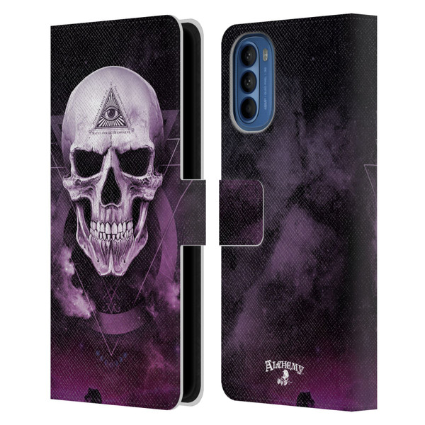 Alchemy Gothic Skull The Void Geometric Leather Book Wallet Case Cover For Motorola Moto G41