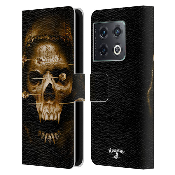 Alchemy Gothic Skull Death Fetish Leather Book Wallet Case Cover For OnePlus 10 Pro