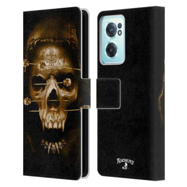 Alchemy Gothic Skull Death Fetish Leather Book Wallet Case Cover For OnePlus Nord CE 2 5G
