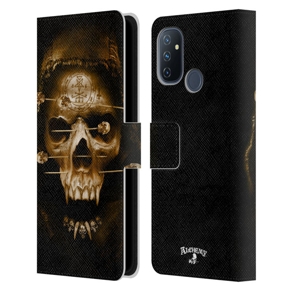 Alchemy Gothic Skull Death Fetish Leather Book Wallet Case Cover For OnePlus Nord N100