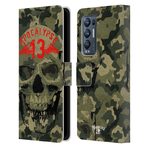 Alchemy Gothic Skull Camo Skull Leather Book Wallet Case Cover For OPPO Find X3 Neo / Reno5 Pro+ 5G