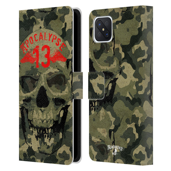 Alchemy Gothic Skull Camo Skull Leather Book Wallet Case Cover For OPPO Reno4 Z 5G