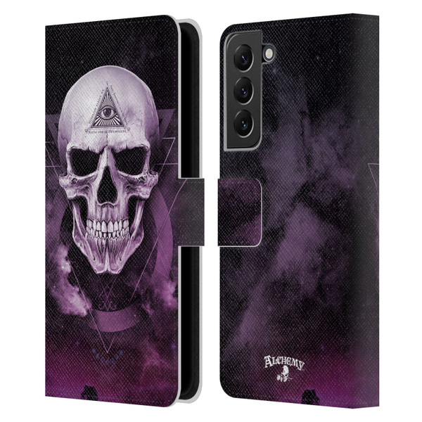 Alchemy Gothic Skull The Void Geometric Leather Book Wallet Case Cover For Samsung Galaxy S22+ 5G