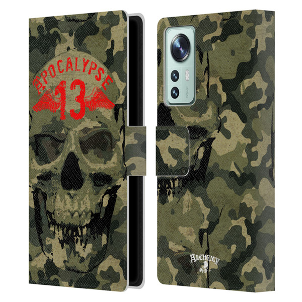 Alchemy Gothic Skull Camo Skull Leather Book Wallet Case Cover For Xiaomi 12