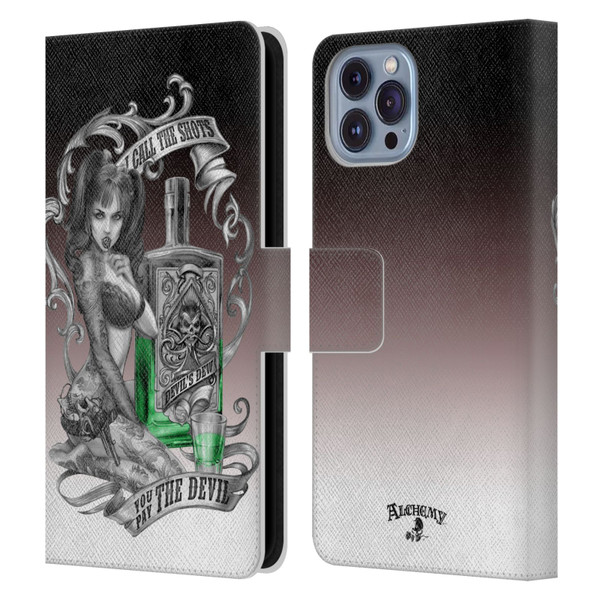 Alchemy Gothic Woman Devil's Green Dew Leather Book Wallet Case Cover For Apple iPhone 14