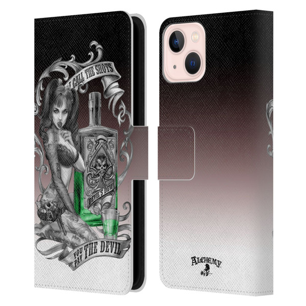 Alchemy Gothic Woman Devil's Green Dew Leather Book Wallet Case Cover For Apple iPhone 13