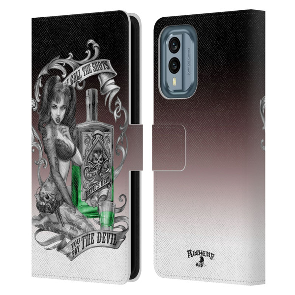 Alchemy Gothic Woman Devil's Green Dew Leather Book Wallet Case Cover For Nokia X30