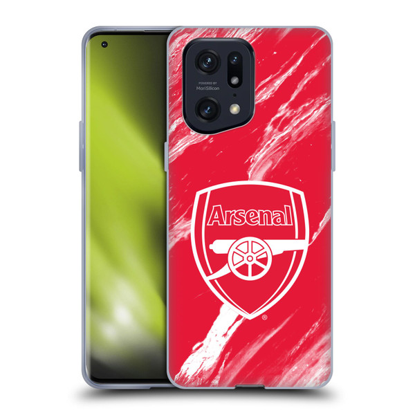 Arsenal FC Crest Patterns Red Marble Soft Gel Case for OPPO Find X5 Pro