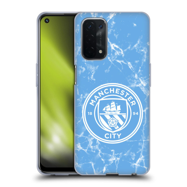 Manchester City Man City FC Marble Badge Blue White Mono Soft Gel Case for OPPO A54 5G