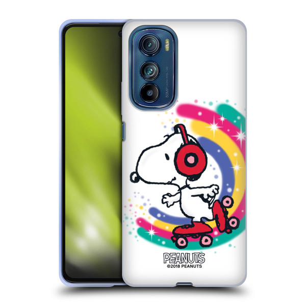 Peanuts Snoopy Boardwalk Airbrush Colourful Skating Soft Gel Case for Motorola Edge 30