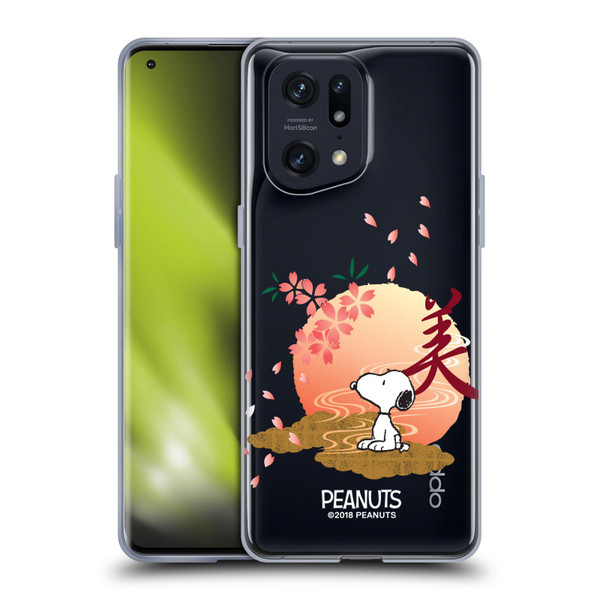 Peanuts Oriental Snoopy Sakura Soft Gel Case for OPPO Find X5 Pro