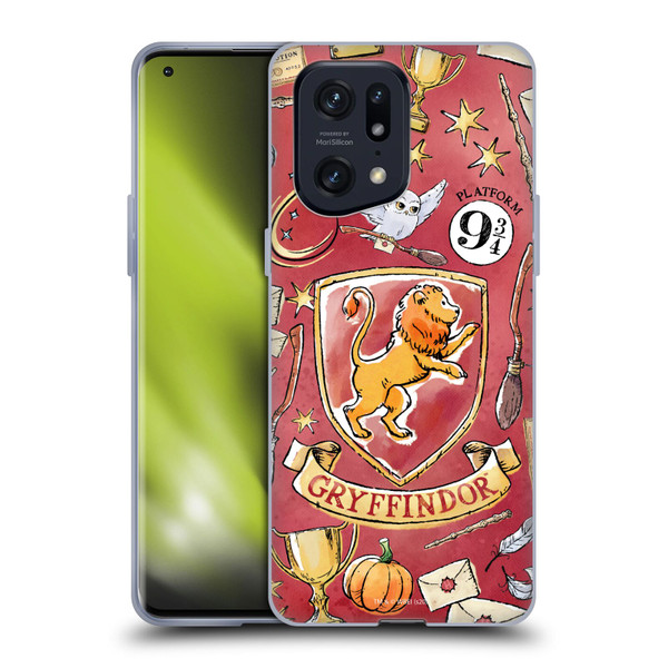 Harry Potter Deathly Hallows XIII Gryffindor Pattern Soft Gel Case for OPPO Find X5 Pro
