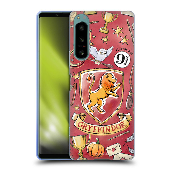 Harry Potter Deathly Hallows XIII Gryffindor Pattern Soft Gel Case for Sony Xperia 5 IV