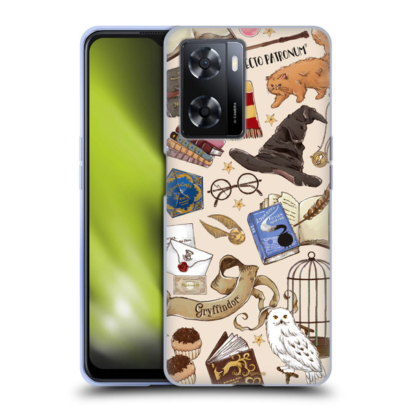 Harry Potter Deathly Hallows XXXVII Hogwarts Pattern Soft Gel Case for OPPO A57s