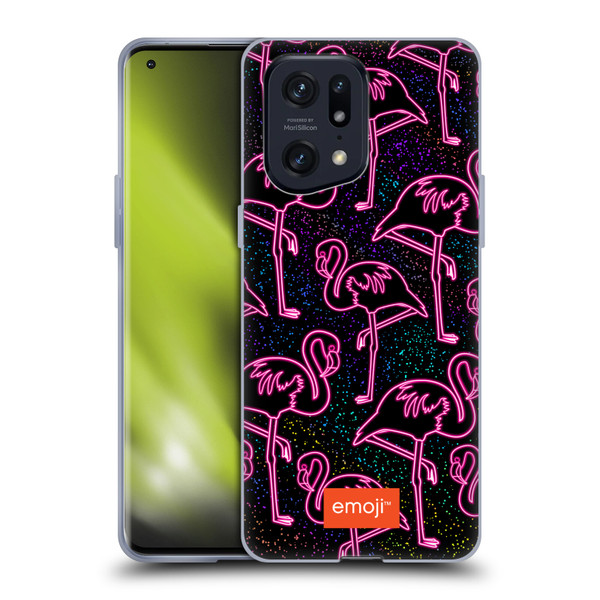 emoji® Neon Flamingo Soft Gel Case for OPPO Find X5 Pro