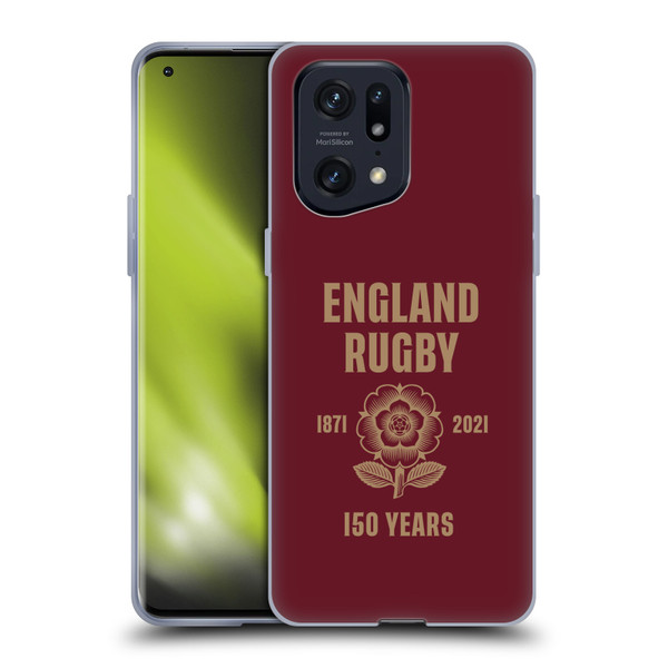 England Rugby Union 150th Anniversary Red Soft Gel Case for OPPO Find X5 Pro