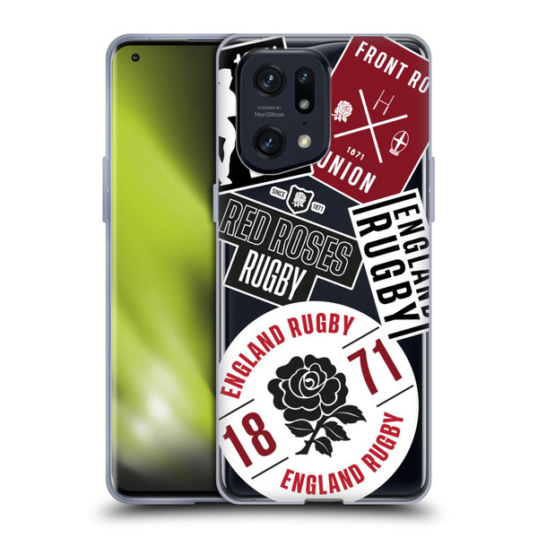 England Rugby Union RED ROSE Icons And Graphics Soft Gel Case for OPPO Find X5 Pro