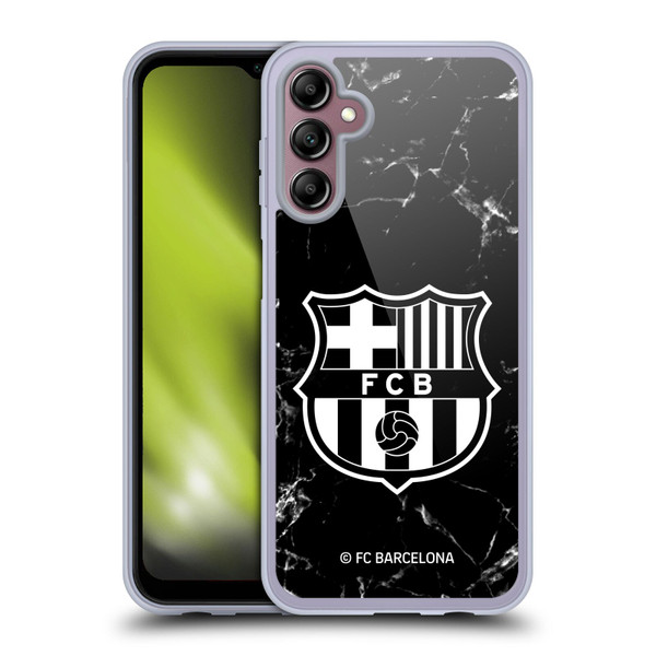 FC Barcelona Crest Patterns Black Marble Soft Gel Case for Samsung Galaxy A14 5G