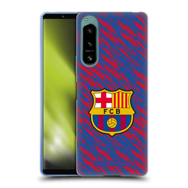 FC Barcelona Crest Patterns Glitch Soft Gel Case for Sony Xperia 5 IV