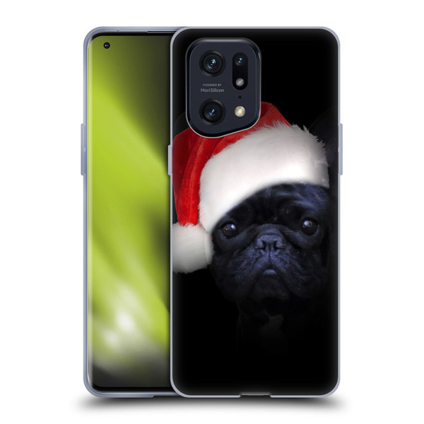 Klaudia Senator French Bulldog 2 Christmas Hat Soft Gel Case for OPPO Find X5 Pro