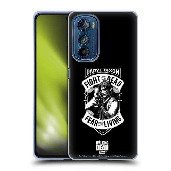 AMC The Walking Dead Daryl Dixon Biker Art RPG Black White Soft Gel Case for Motorola Edge 30